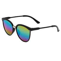 Fako Bijoux® Zonnebril - Retro - UV400 bescherming - Regenboog spiegelglazen - Zwart frame