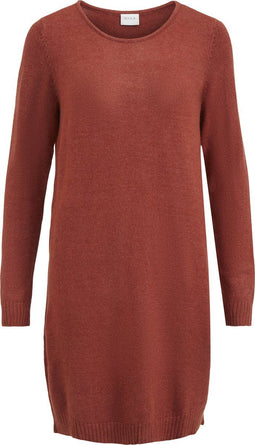 Vila VIRIL L/S KNIT DRESS NOOS - Dames Jurk - Regular fit Lange mouwen - Burnt Henna - Maat XS
