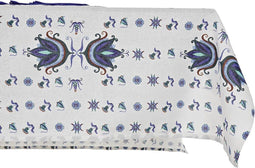 Placemat en servetten DKD Home Decor 150 x 250 x 0,5 cm Blauw Wit (2 Stuks)