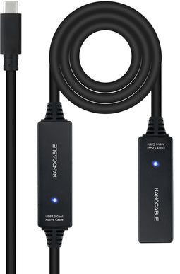 Nanocable 10.01.1312 - USB C Kabel - 10 m - USB 3.2 Gen 1 - Zwart