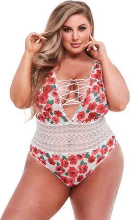 Baci - White Floral & Lace Teddy Q