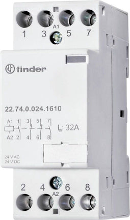 Finder 22.74.0.024.1310 Contactor 4x NO 24 V/DC, 24 V/AC 32 A 1 stuk(s)