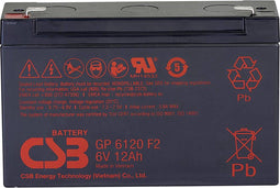 CSB Battery GP 6120 Standby USV Loodaccu 6 V 12 Ah Loodvlies (AGM) (b x h x d) 151 x 101 x 50 mm Kabelschoen 4.8 mm, Kabelschoen 6.35 mm Onderhoudsvrij,