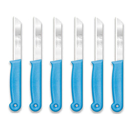 Solingen Kartelmes – Tomatenmes met Kartel – RVS – 18,5 cm met Blade Cover – Blauw – 6 stuks