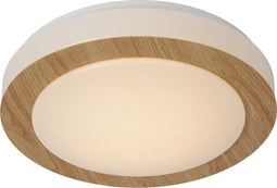 Lucide DIMY - Plafonnière - Dimbaar LED 12W 3000K - Ø 28,6 cm - Licht hout