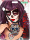 Atosa Verkleed sieraden ketting met Skull - zwart/multi kleur - dames - kunststof - Day of the Dead