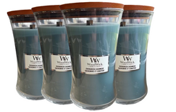 WoodWick Evergreen Cashmere - Geurkaarsen Set van 4 Large 17,8 cm x 10,2 cm - Houten Lont - 130 (set van 4)