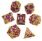 HOT Games - Dobbelst.Set Metaal - 7-delige set D4/D6/D8/D10/D10-00/D12/D20 - Goud/Paarse (set van 7)