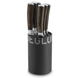 Déglon Zwart PM 6 Steakmessen - Elegant Zwart Messenblok met Steakmessen