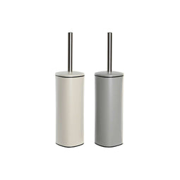 Toiletborstel DKD Home Decor Beige Grijs Crème Metaal Roestvrij staal 9,5 x 9,5 x 38,5 cm (2 Stuks)