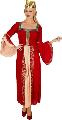 TecTake Koninginnenkostuum - dames - XL - Rood fluweel - inclusief kroon