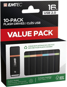 Emtec K100 - USB 2.0 - 16GB - Multi-color (10-pack)