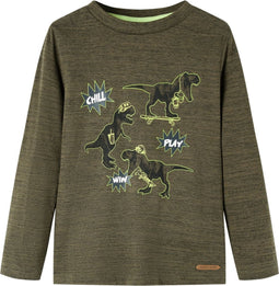 vidaXL-Kindershirt-met-lange-mouwen-dinosaurusprint-140-gemêleerd-kakikleurig