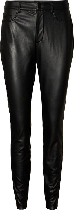 NOISY MAY NMELLY HW PU PANTS - Imitatieleren broek - High rise - Maat L