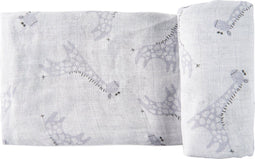 HappyBear | Swaddle Hydrofiele Doek - Blue Giraffe | Extra groot - 120cm | Inbakerdoek | 100% zachte tweelaags katoenen mousseline