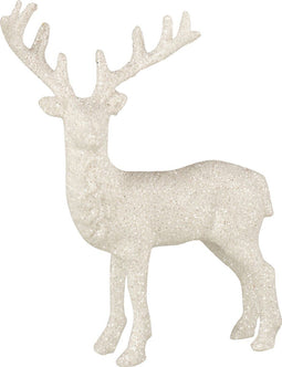 J-Line kersthanger Rendier Glitter - kunststof - wit - 3 stuks