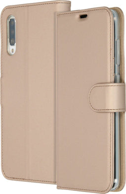 Accezz Hoesje Geschikt voor Samsung Galaxy A70 Hoesje Met Pasjeshouder - Accezz Wallet Softcase Bookcase - goud