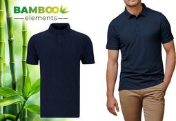 Bamboo Elements - Heren Polo Piqué - Korte Mouwen - Navy Blauw L