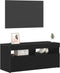vidaXL - TV-kast - met - LED-verlichting - - - Zwart - Eiken - - - 90x35x40 - cm - - - Bewerkt - Hout