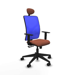 Piqueras y Crespo Motilla 1D066N1 - Bureaustoel met hoofdsteun - Verstelbare hoogte Lumbaalsteun - Blauw Bruin
