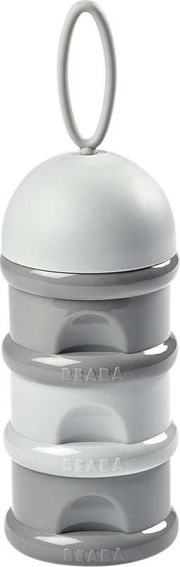 Béaba - Melkpoeder Doseerdoosjes - 3 Stapelbare Vakken - Grijs - Luchtdicht en Compact - Babyvoeding Bewaarbakjes - Toren - BPA Vrij