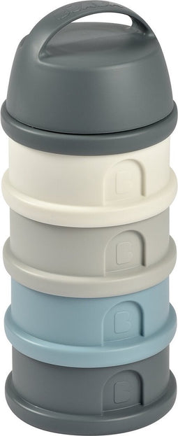 Béaba Melktoren - Baby Melkpoeder Doseerdoosjes - 4 Laagse Melkpoeder Toren - Babyvoeding Bewaarbakjes - BPA Vrije Poedertoren- Blauw Grijs