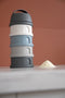 Béaba Melktoren - Baby Melkpoeder Doseerdoosjes - 4 Laagse Melkpoeder Toren - Babyvoeding Bewaarbakjes - BPA Vrije Poedertoren- Blauw Grijs