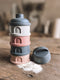 Béaba Melktoren - Baby Melkpoeder Doseerdoosjes - 4 Laagse Melkpoeder Toren - Babyvoeding Bewaarbakjes - BPA Vrije Poedertoren - Roze Grijs