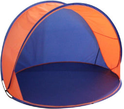Beachshelter pop-up strandtent/windscherm blauw/oranje 150 x 80 cm - Strandtent - Zon/wind bescherming voor kinderen