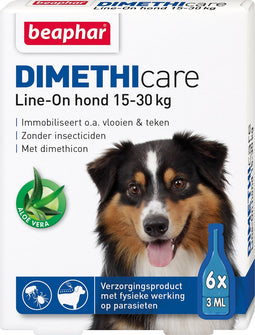 Beaphar Dimethicare Line-on Vlooien- en Tekenmiddel Hond - 15 Tot 30 kg - 6 Pipetten