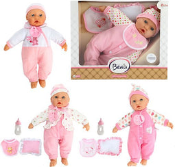 Beau Baby Babypop met Fles en Slabber, 40cm