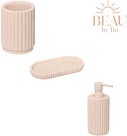 BEAU by Bo Badkamerset Bonbon Tandenborstelhouder, Zeepbakje en Zeepdispenser - Roze