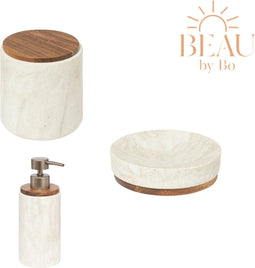 BEAU by Bo Badkamerset Como Wattenhouder, Zeepbakje en Zeepdispenser