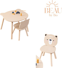 BEAU by Bo Kids Kindertafel + Kinderstoel Teddybeer - Beige