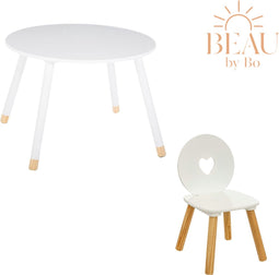 BEAU by Bo Kindertafel + Kinderstoel Hartje - Wit