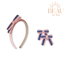 BEAU by Bo Konges Sløjd Haaraccessoires Velvet Bow Diadeem/Haarband + Haarclips - Mellow Rose