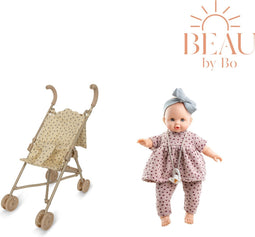 BEAU by Bo Konges Sløjd poppenwagen Stroller Point Blue Butter met Paola Reina pop Sonia
