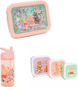 BEAU by Bo Petit Monkey Bentobox + Snackdozen + Drinkfles Animals Picnic Back to School set - Roze