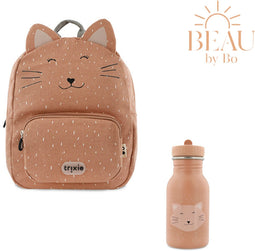 BEAU by Bo Trixie Back to School set - Rugzak/Drinkfles 350ml - Mrs. Cat