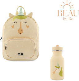 BEAU by Bo Trixie Back to School set - Rugzak/Drinkfles 350ml - Mrs. Unicorn