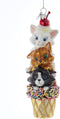 Kerstbal - decoratieve hanger - 3 katten op een rij