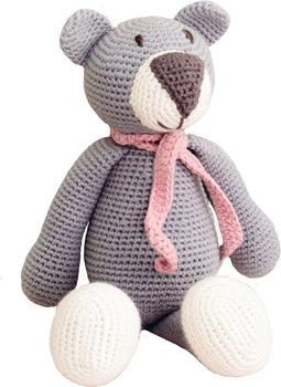 Bebemoss Atty de Beer - Knuffeldier - Knuffels - Handgemaakt Speelgoed - Biologisch Katoen - Babygift - Teddybeer - Grijs