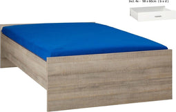 Bed met opbergruimte - 120x200 - Donker Grijs Hout - Inclusief witte lades -
