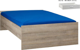 Bed met opbergruimte - 160x200 - Donker Grijs Hout - Inclusief alu lades -