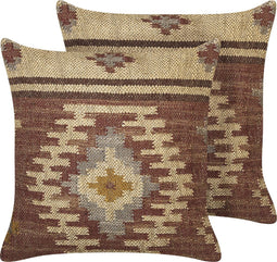 BEEL - Sierkussen set van 2 - Multicolor - 45 x 45 cm - Jute