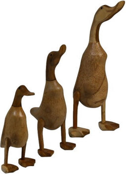 Beeld eend - Set van 3 - naturel - Bamboe/teak