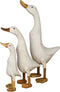 Beeld eend - white wash - bamboe/teak - set van 3