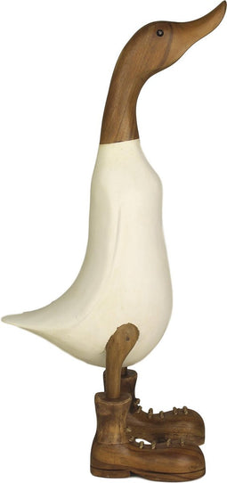 Beeld eend - wit - bamboe