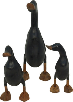 Beeld eend - zwart - bamboe - set van 3