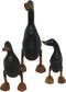 Beeld eend - zwart - bamboe - set van 3